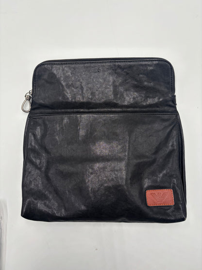 Giorgio Armani Sac bandoulière en cuir leather, BLACK, LEATHER, Shoulder bag
