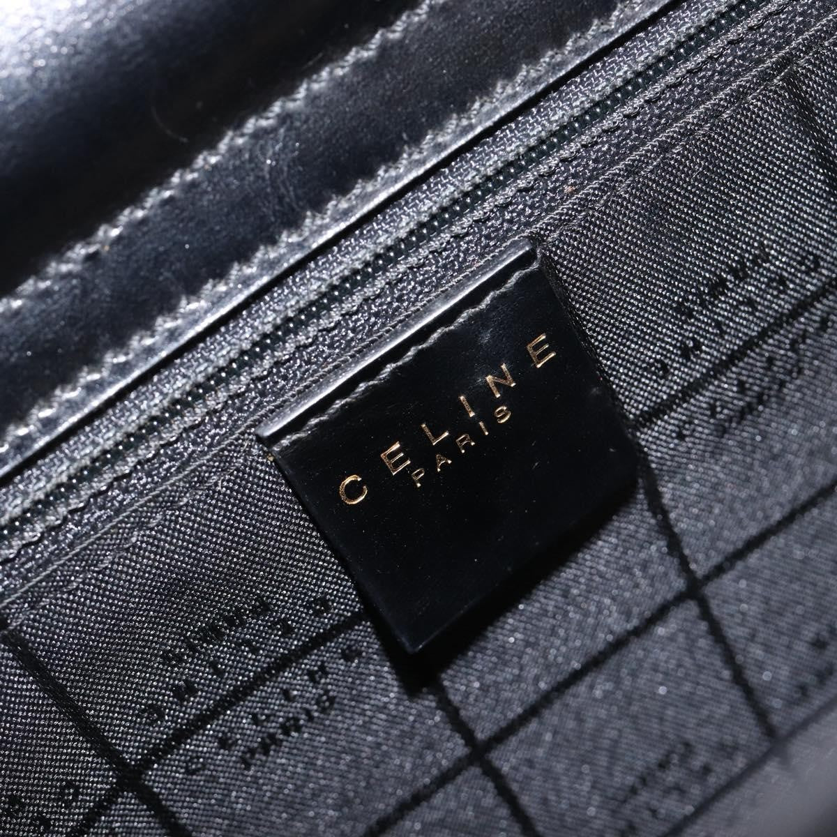 Celine Top Handle Leather, Black, Leather, Handbag