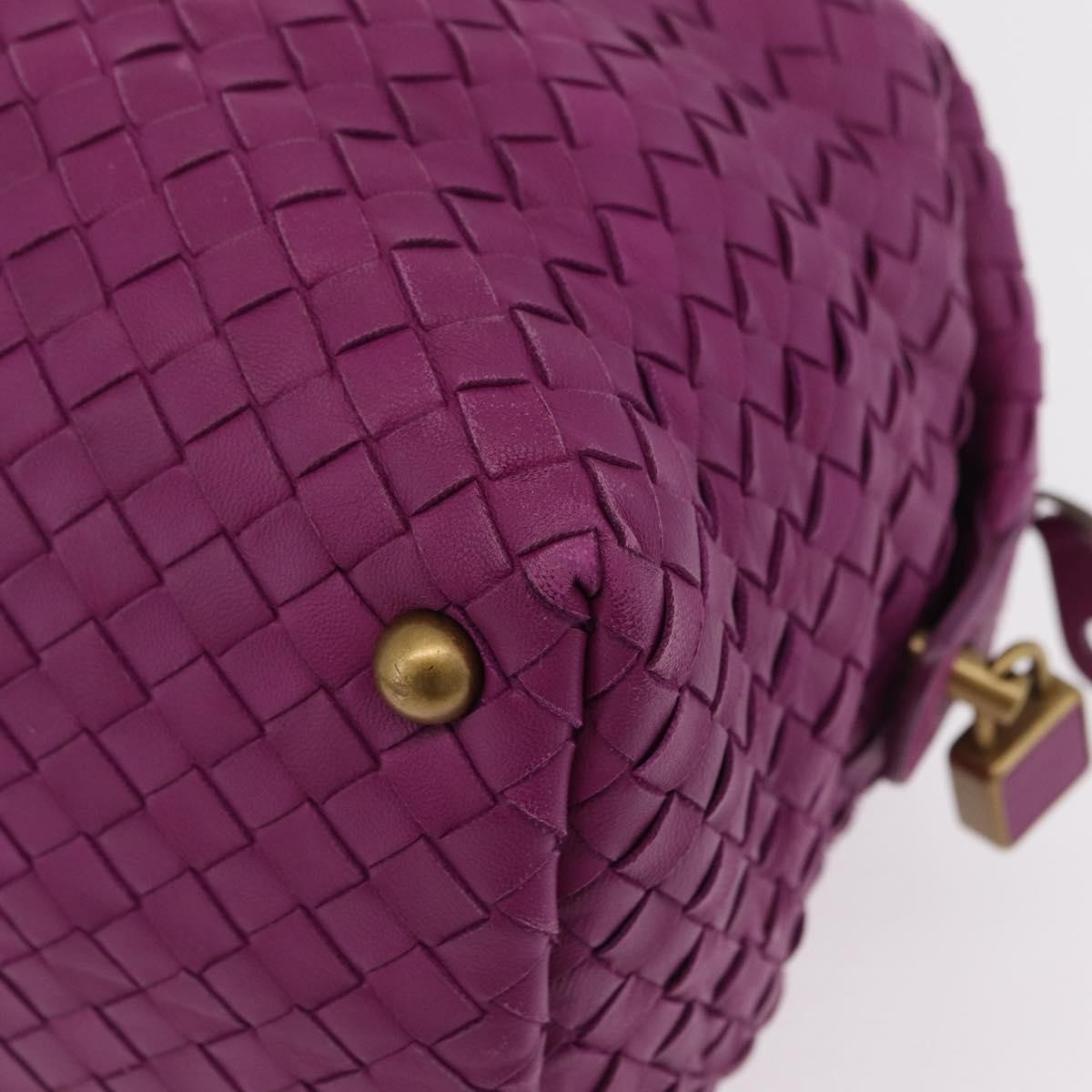 Bottega Veneta New Boston Intrecciato Nappa, Purple, Leather, Handbag