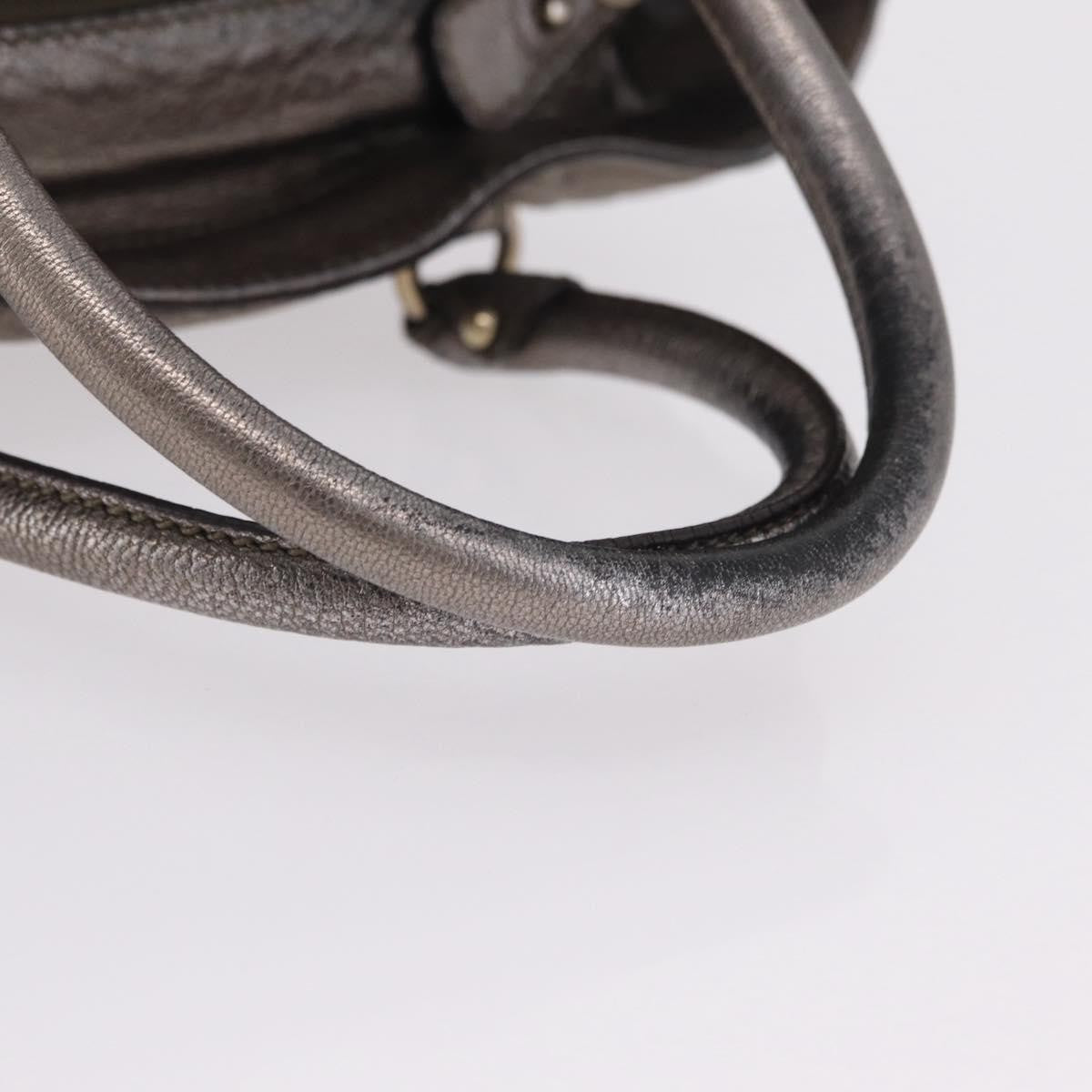 Salvatore Ferragamo Gancini Top Handle Leather, Silver, Leather, Handbag