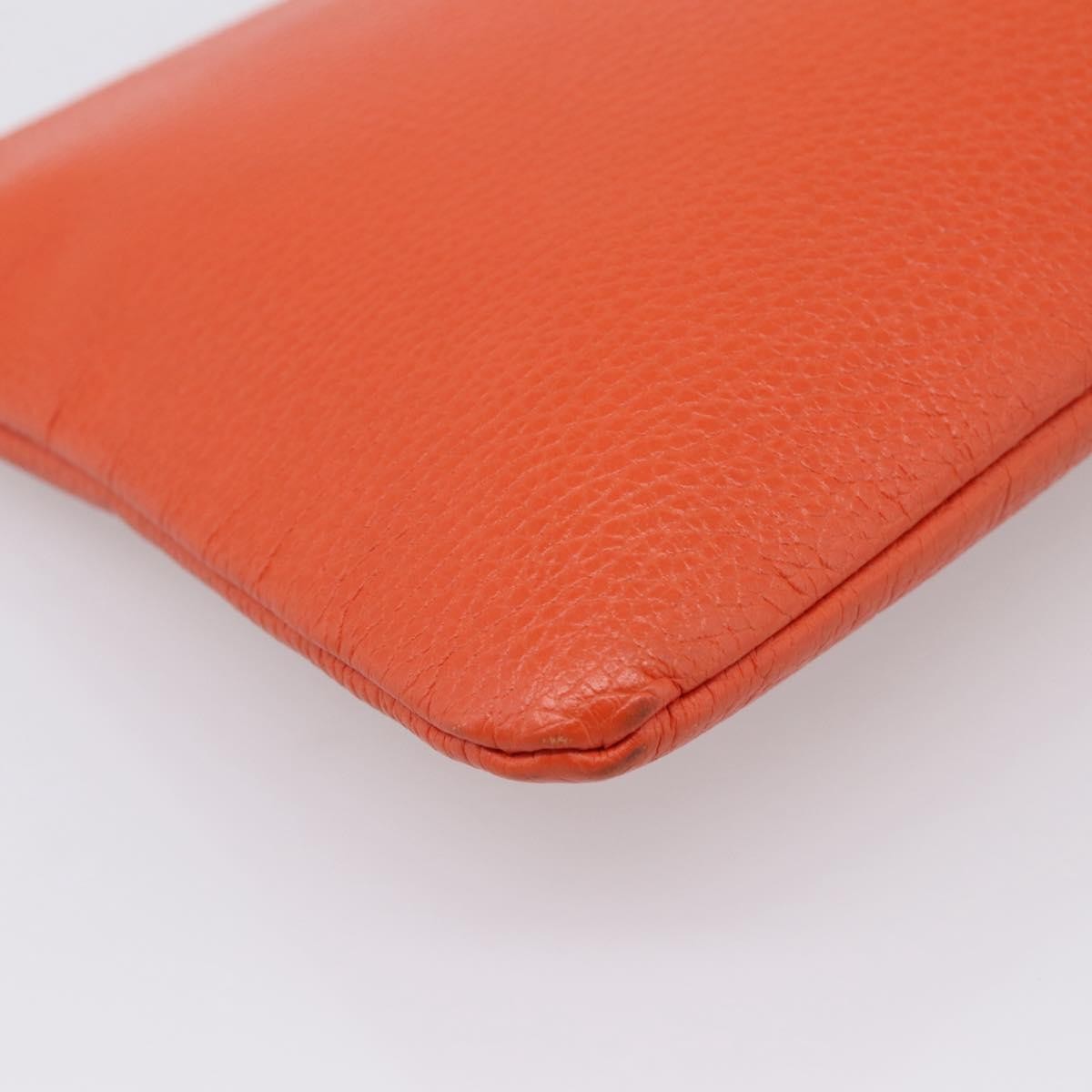 Gucci Bamboo Zip Pouch (Outlet) Leather, Orange, Leather, Clutch