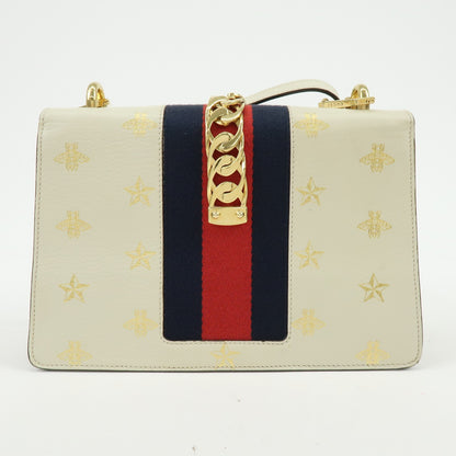 Gucci Sylvie Belt Leather, Beige, Calfskin, Handbag