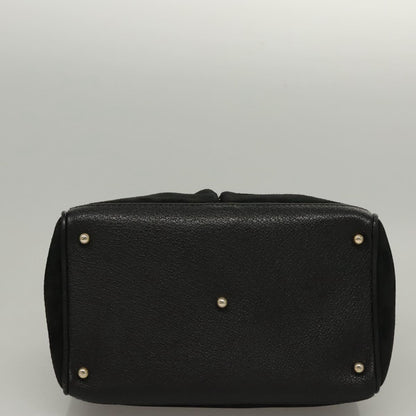 Gucci Vintage Bamboo Front Pocket Tote Suede, BLACK, SUEDE, Handbag