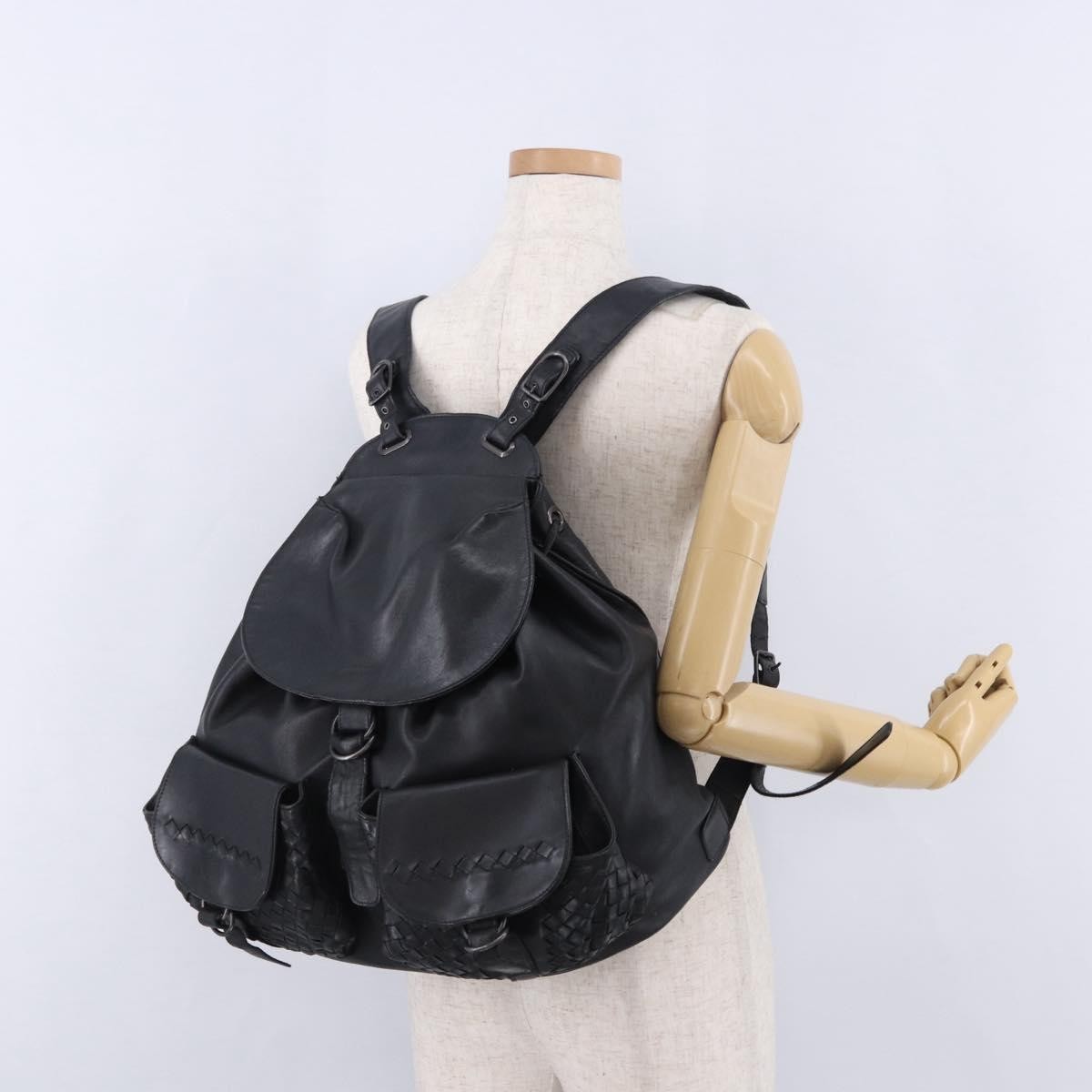 Bottega Veneta Intrecciato Leather, Black, Leather, Backpack
