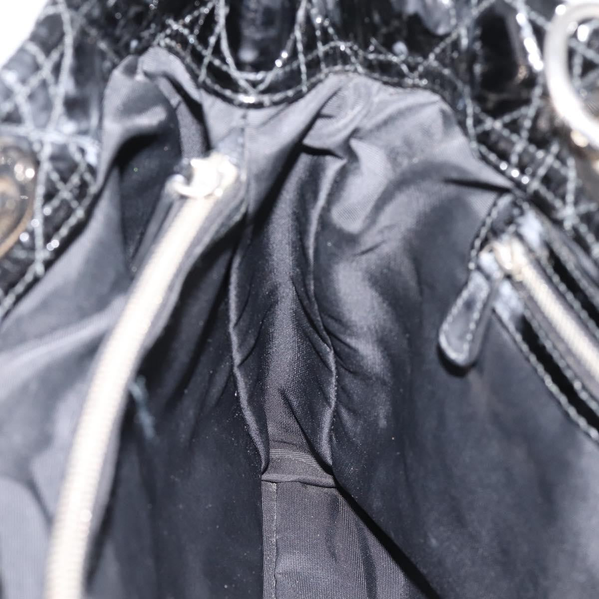 Christian Dior Soft Chain Cannage Quilt Patent, Black, Patent Leather, Tote Bag
