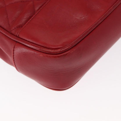 Chanel Vintage Slit Pocket Quilted Lambskin, Red, Leather, Shoulder Bag