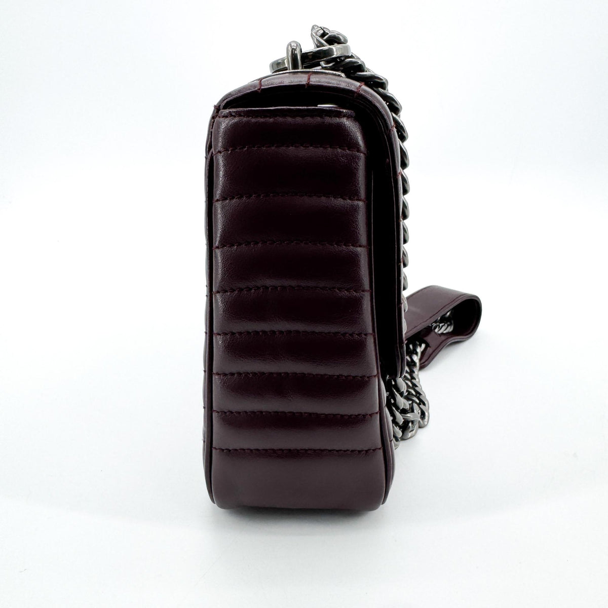 Prada Chain Flap Diagramme Quilted Leather, Burgundy, Leather, Shoulder Bag