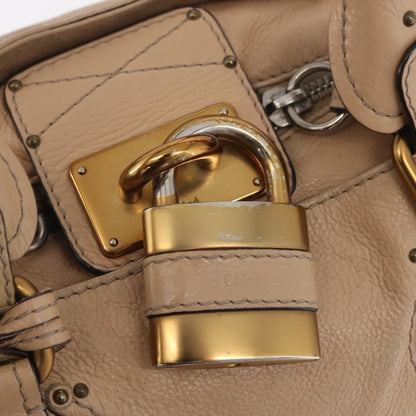 Chloe Paddington Lock Leather, Beige, Leather, Handbag