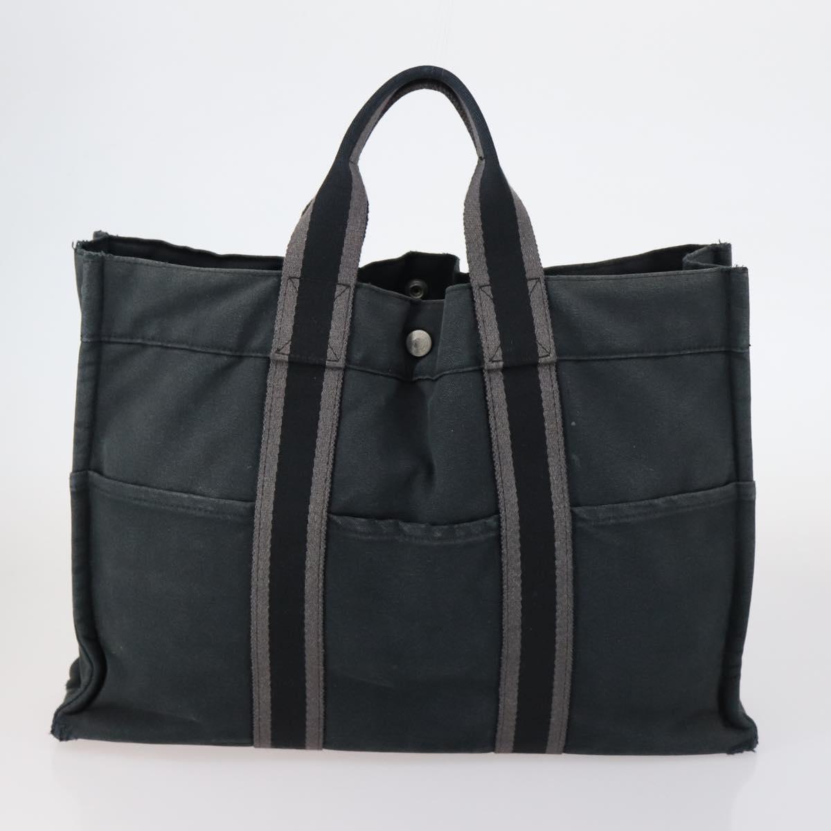 Hermes Fourre Tout Tote Canvas, BLACK, CANVAS, Handbag