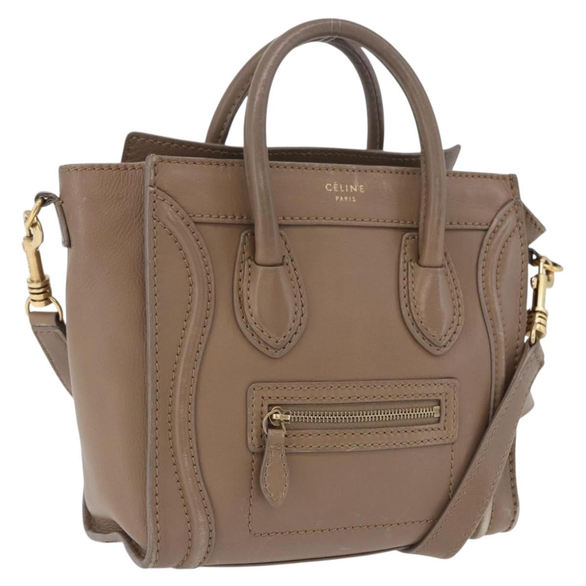 Celine Shopper Luggage Leather, Beige, Leather, Handbag