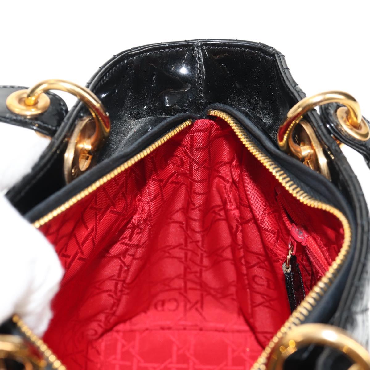 Christian Dior Lady Dior Bag Patent, BLACK, PATENT_LEATHER, Handbag