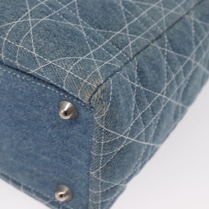 Christian Dior Vintage Lady Dior Bag Cannage Quilt Denim, BLUE, CANVAS, Tote bag