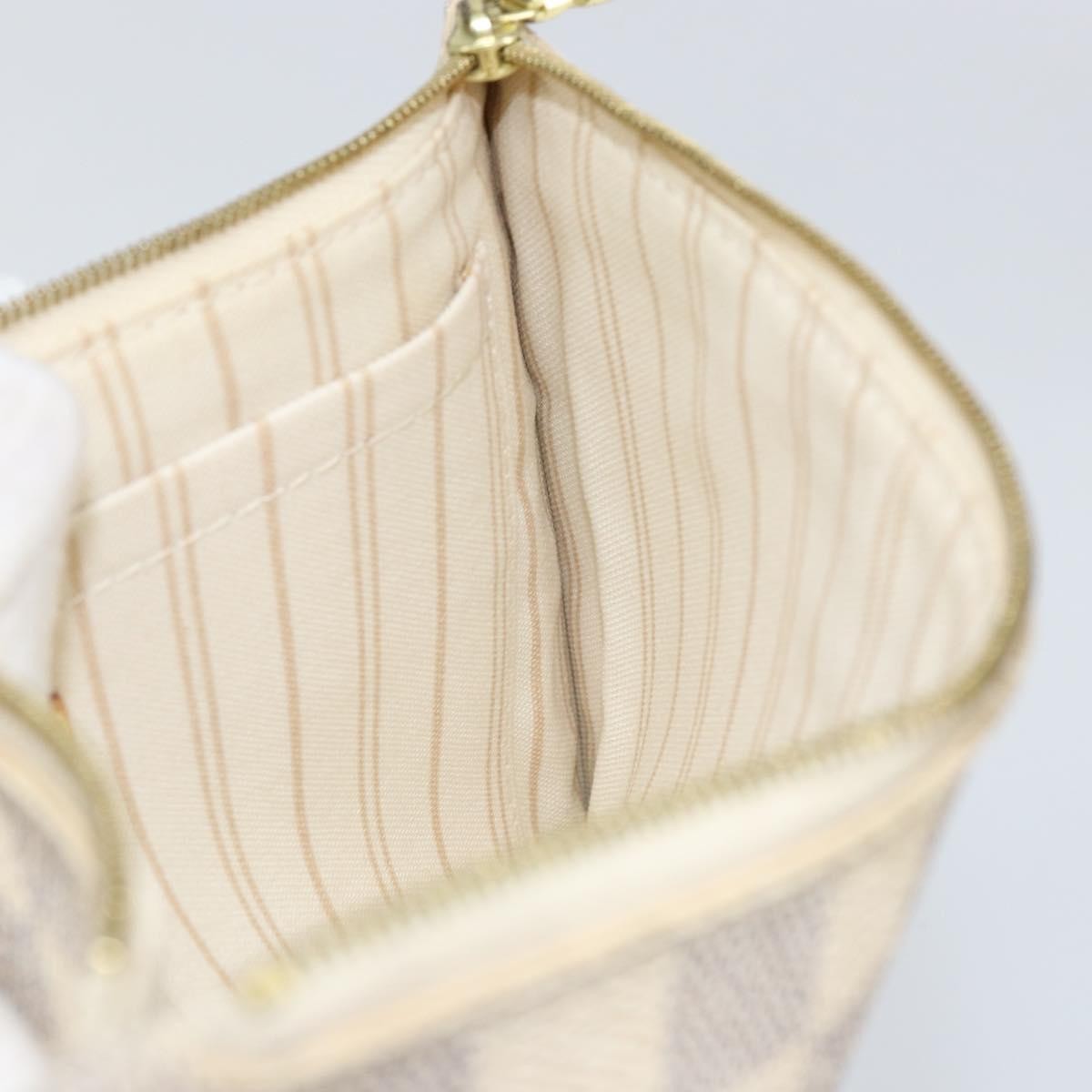 Louis Vuitton Neverfull Pochette Damier, White, Canvas, Clutch