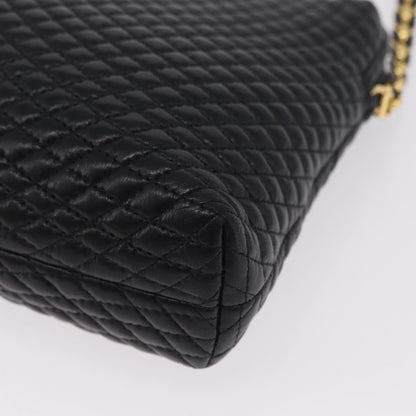 Bally Vintage Chain Quilted Leather, Black, Leather, Shoulder Bag