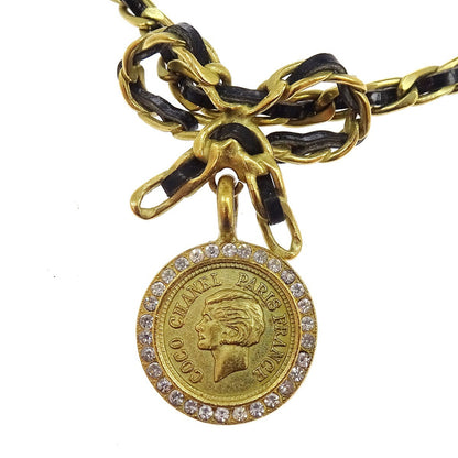 Chanel Vintage Round Medallion Pendant Metal, Gold, Gold Plated, Necklace