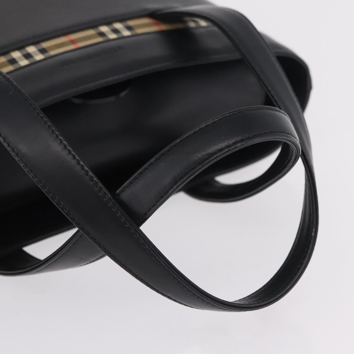 Burberry Nova Check Canvas and Leather, Black, Leather, Handbag