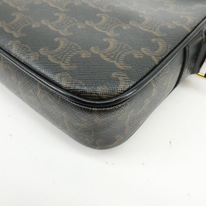 Celine Logo Messenger Triomphe Coated Canvas, Brown, Canvas, Handbag