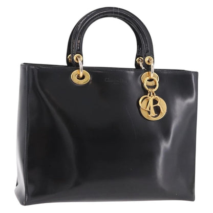 Christian Dior Vintage Lady Dior Patent, Black, Patent Leather, Handbag