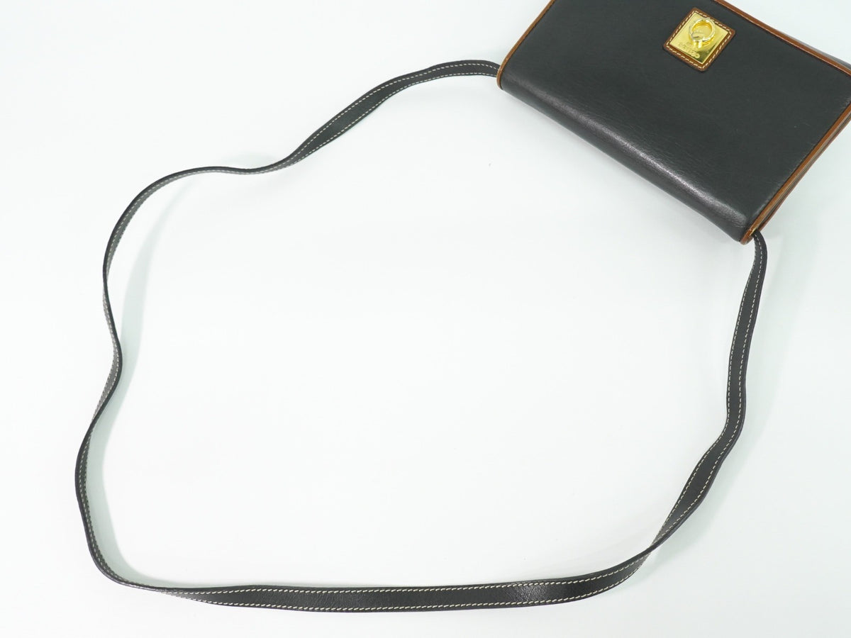 Celine Flap Shoulder Leather, Black, Leather, Shoulder Bag