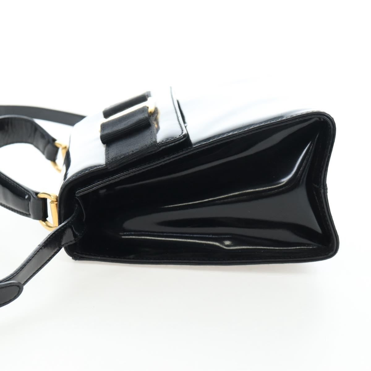 Salvatore Ferragamo Vala Patent Leather, Black, Patent Leather, Shoulder Bag