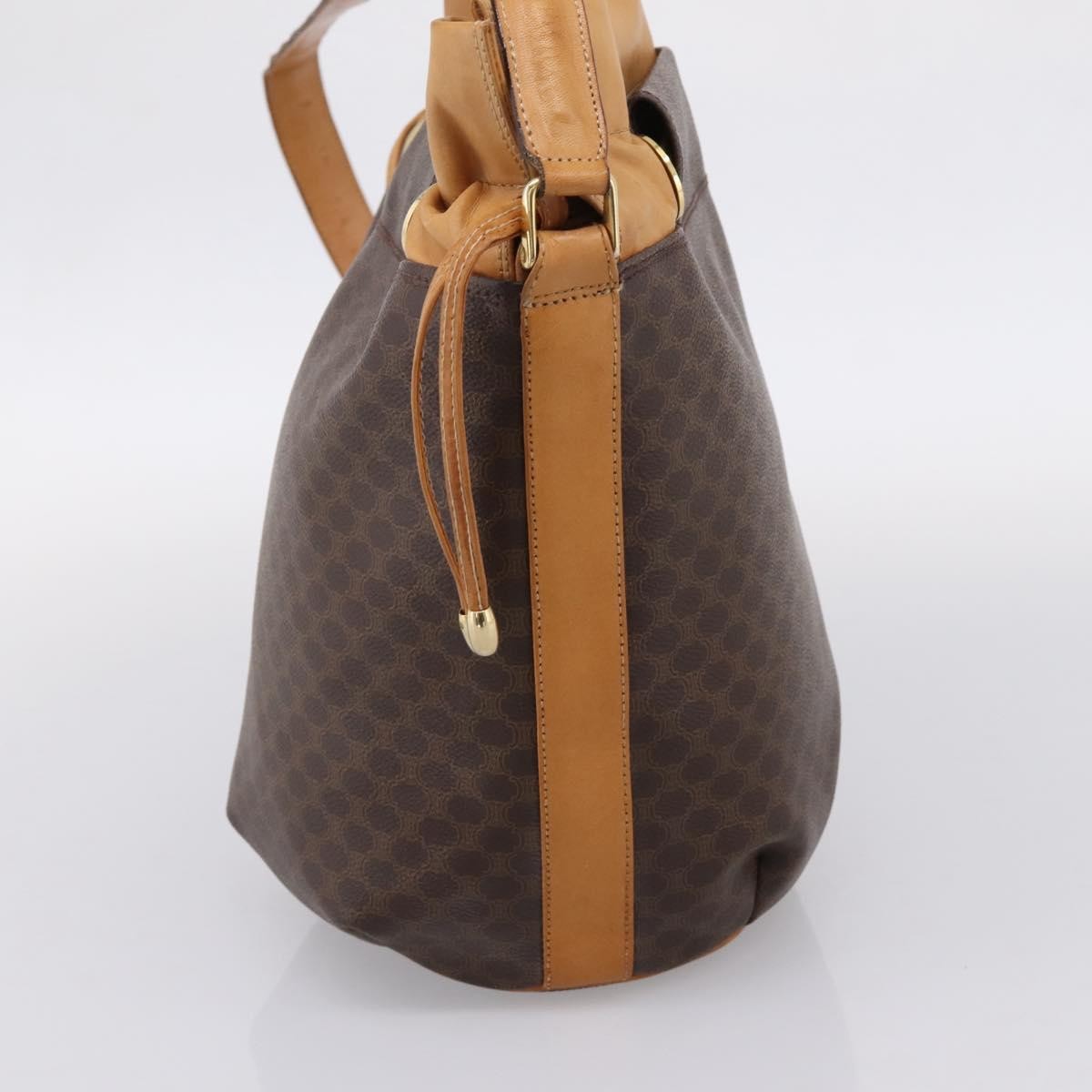 Celine Vintage Macadam Canvas and Leather, Brown, Canvas, Shoulder Bag