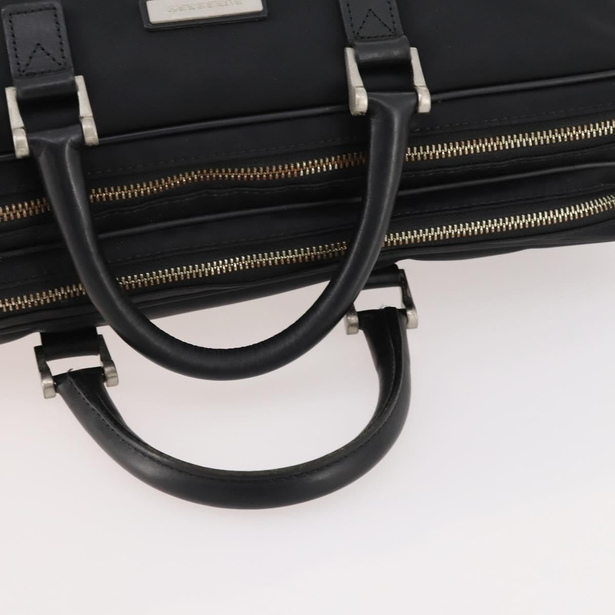 Burberry Front Zip Pocket Convertible Leather, Black, Nylon, Briefcase