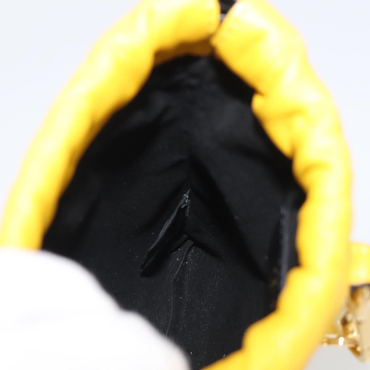 Fendi Logo Drawstring Leather, Yellow, Leather, Handbag