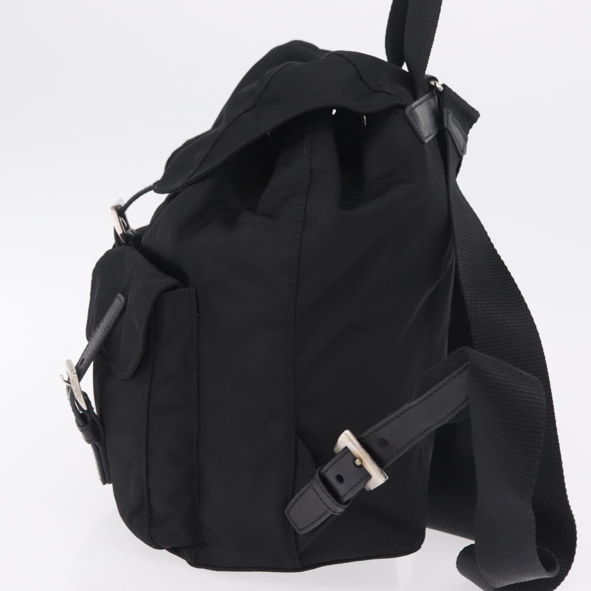 Prada Double Pocket Backpack Chain Re-Nylon, Black, Nylon, Shoulder Bag