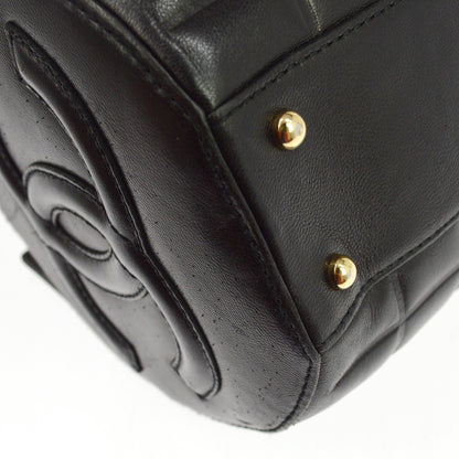 Chanel Chocolate Bar Barrel Quilted Leather, Black, Leather, Handbag