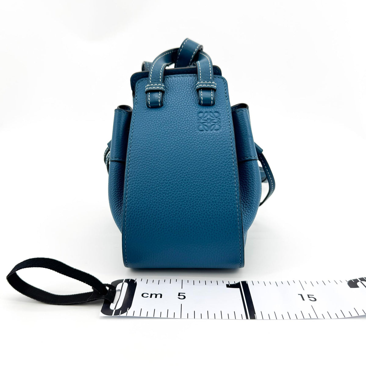 Loewe Hammock Leather, Blue, Leather, Handbag