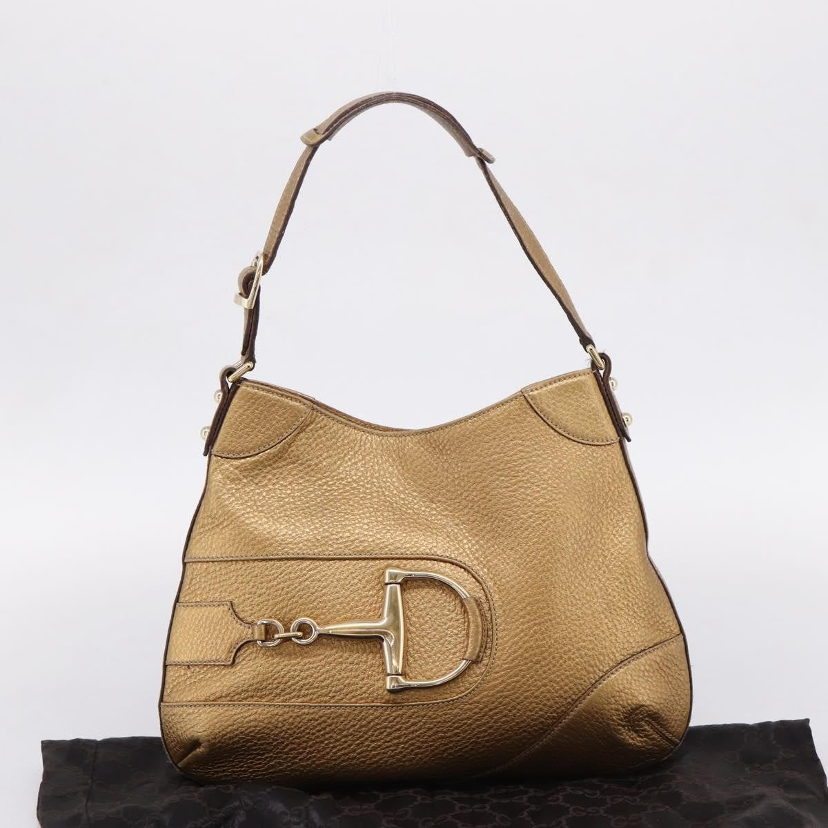 Gucci Shoulder Leather, Gold, Canvas, Shoulder Bag