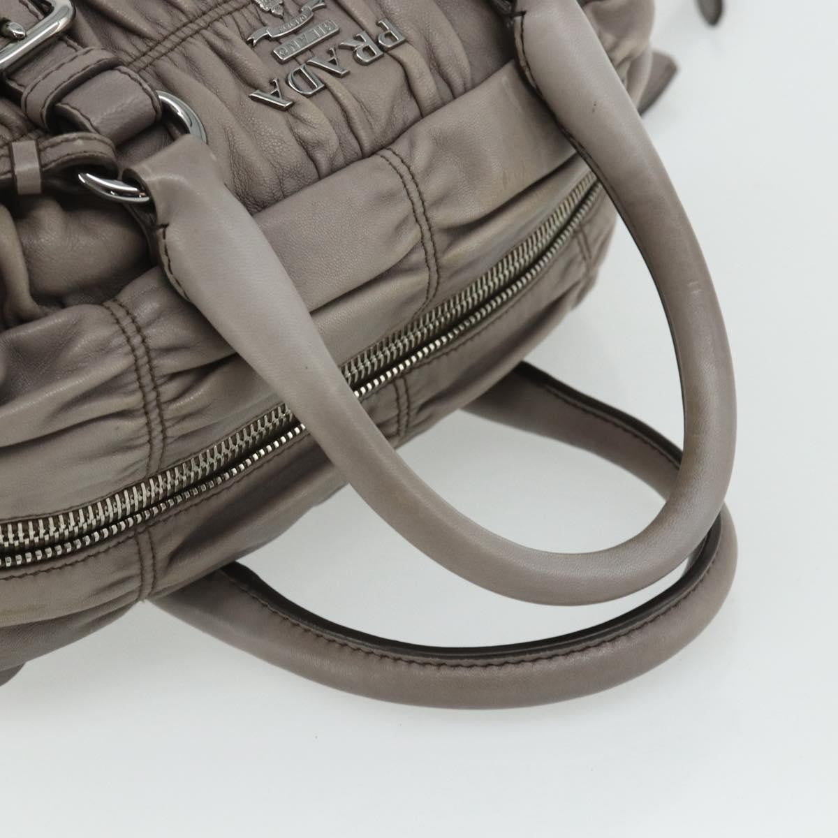 Prada Gaufre Convertible Satchel Nappa Leather, Gray, Leather, Handbag