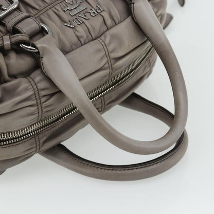 Prada Gaufre Convertible Satchel Nappa Leather, Gray, Leather, Handbag