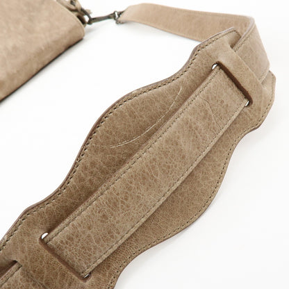 Balenciaga Classic Studs Folk Messenger Leather, Brown, Leather, Crossbody Bag