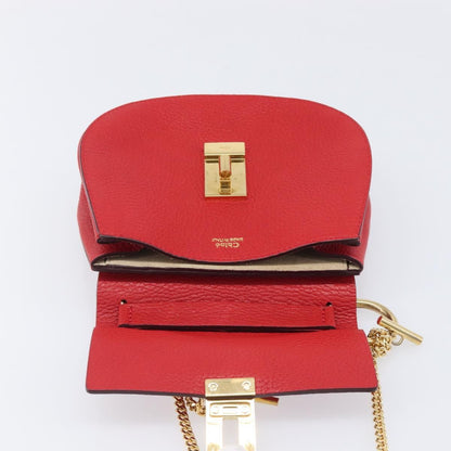 Chloe Drew Leather, Red, Leather, Crossbody Bag
