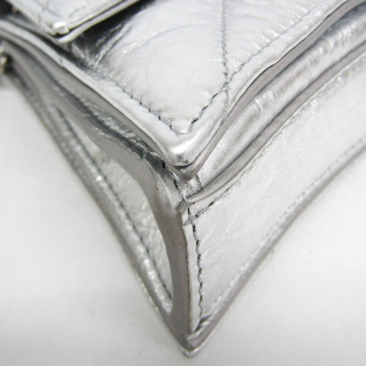 Balenciaga Crush Chain Flap Leather, Silver, Leather, Handbag