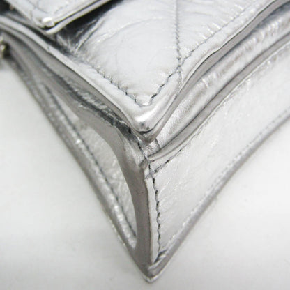 Balenciaga Crush Chain Flap Leather, Silver, Leather, Handbag
