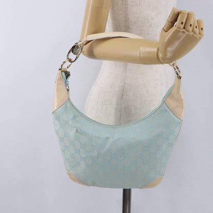 Gucci Vintage Zip Hobo GG Canvas and Patent, Blue, Canvas, Shoulder Bag