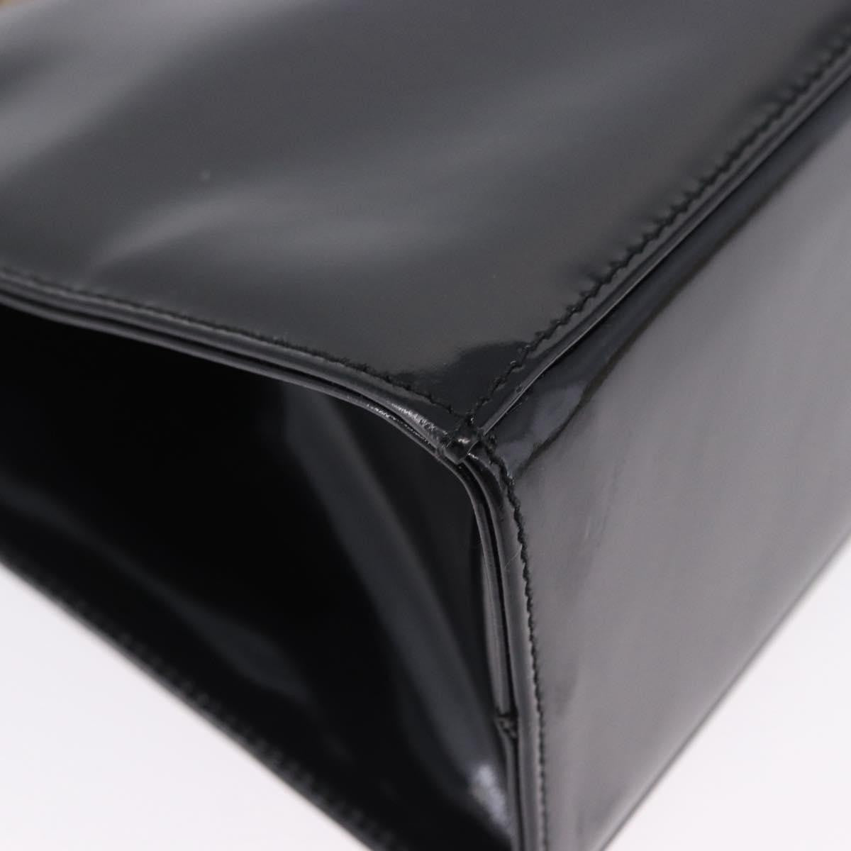 Salvatore Ferragamo Vintage Gancini Chain Patent Leather, Black, Patent Leather, Shoulder Bag