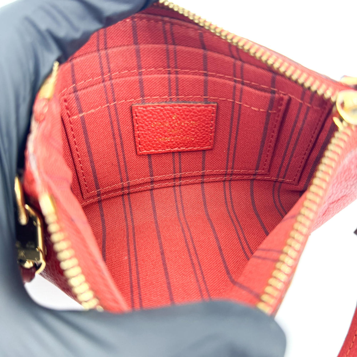 Louis Vuitton Multi Pochette Accessoires Pouch Monogram Empreinte Giant, Red, Leather, Clutch