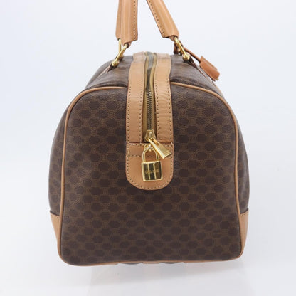 Celine Vintage Duffle Macadam Coated Canvas, Brown, PVC, Handbag