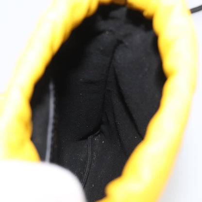 Fendi Logo Drawstring Leather, Yellow, Leather, Handbag