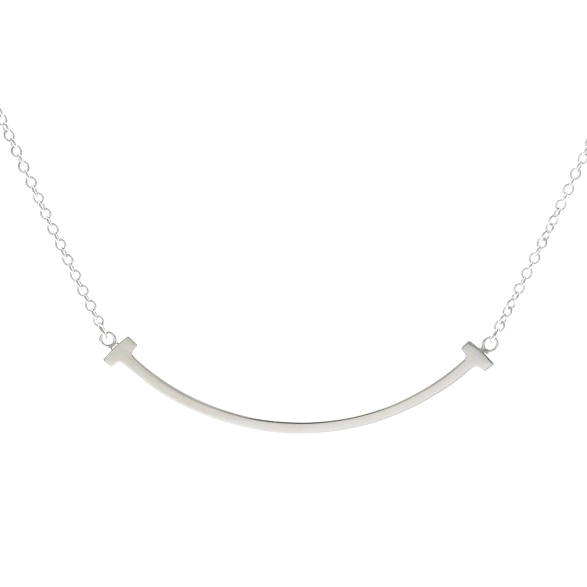 Tiffany & Co. T Smile Pendant 18K White Gold, Silver, White Gold, Necklace