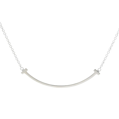 Tiffany & Co. T Smile Pendant 18K White Gold, Silver, White Gold, Necklace