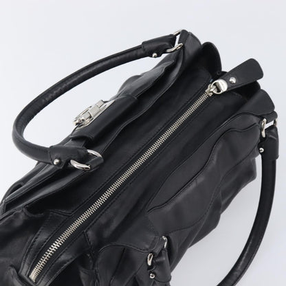 Salvatore Ferragamo Gancini Leather, Black, Leather, Handbag