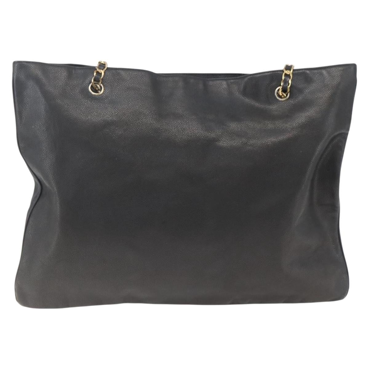 Chanel Grand Shopping Tote Quilted Calfskin, BLACK, LEATHER, Shoulder bag