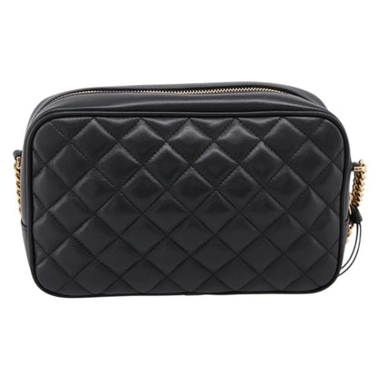 Versace Medusa Icon Front Slip Pocket Camera Quilted Leather, Black, Leather, Handbag