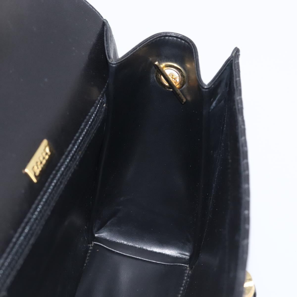 Bally Vintage Chain Quilted Leather, Black, Leather, Shoulder Bag