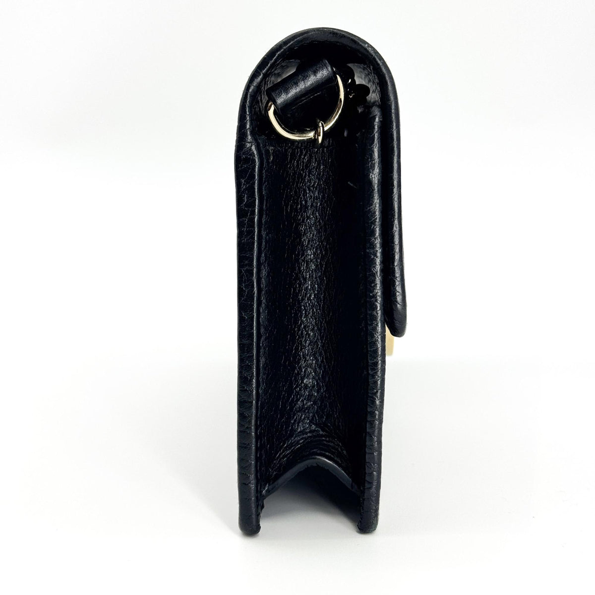 Gucci Interlocking Wallet on Chain Leather, Black, Leather, Shoulder Bag
