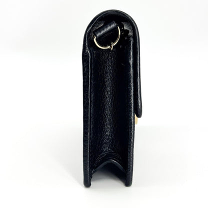 Gucci Interlocking Wallet on Chain Leather, Black, Leather, Shoulder Bag